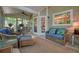Relaxing screened porch with comfortable wicker furniture, ceiling fan, and peaceful outdoor views at 1328 Amberwood Dr, Woodstock, GA 30189