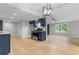 Open-concept kitchen features stainless steel appliances and modern navy cabinets at 4212 Bryan Se Dr, Acworth, GA 30102