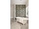 Stylish bathroom with patterned wallpaper, shower and clawfoot tub at 1003 North Ne Ave, Atlanta, GA 30306
