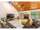 Spacious living room with comfortable seating, fireplace, and large windows offering natural light at 4710 Misty Lake Ne Ct, Kennesaw, GA 30144