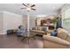 Comfortable living room with hardwood floors, stylish furniture and large windows at 4815 Edgemoore Trce, Cumming, GA 30040