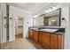 Bathroom with double vanity, granite countertop, and large mirror at 1220 State Nw St, Atlanta, GA 30318
