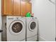 A bright laundry room with a washer and dryer and overhead cabinets at 1220 State Nw St, Atlanta, GA 30318