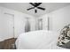 Spacious bedroom featuring a ceiling fan, and multiple closets at 1712 Evans Sw Dr, Atlanta, GA 30310