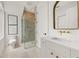 Contemporary bathroom with a glass-enclosed shower, modern vanity, and stylish fixtures at 380 2Nd St, Fayetteville, GA 30214