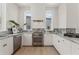 Modern kitchen featuring stainless steel appliances, grey marble countertops and white cabinets at 380 2Nd St, Fayetteville, GA 30214