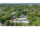 A neighborhood aerial view of a townhouse community in a lush forest setting, with city views on the horizon at 710 Oakview Rd, Decatur, GA 30030