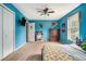 Comfortable and spacious bedroom with light-colored carpet and a fan at 1235 Waterwood Dr, Loganville, GA 30052