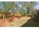 Fenced backyard with lawn, mature trees, and deck access at 1021 Oakpointe Pl, Dunwoody, GA 30338