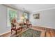 Bright sitting room with hardwood floors, two chairs, and natural light from two windows at 1850 Linnet Ne Ct, Roswell, GA 30075
