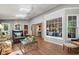 Living room featuring skylights, large windows, hardwood floors and stylish decor at 1850 Linnet Ne Ct, Roswell, GA 30075