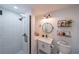 Modern bathroom featuring subway tile shower and sleek fixtures at 110 W Putnam Ferry Rd, Woodstock, GA 30189