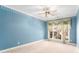Bedroom with a ceiling fan and large window at 3505 Belridge Ln, Smyrna, GA 30080