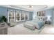 Serene main bedroom with tray ceiling, large windows, and tasteful blue accents at 3505 Belridge Ln, Smyrna, GA 30080