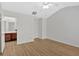 Bright bedroom boasts an ensuite bathroom, ceiling fan, and neutral walls at 2555 Flat Shoals Road Rd # 1104, College Park, GA 30349
