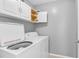 Laundry room with white cabinets and a white washing machine and dryer at 2555 Flat Shoals Road Rd # 1104, College Park, GA 30349