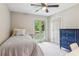 Bedroom with neutral walls and carpet with a door leading to an outdoor deck area at 2696 Chancellor Way, Duluth, GA 30096