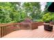 Expansive deck with wood railing features serene view of lush, mature trees and beautiful landscaping at 42 Greenland Trce, Atlanta, GA 30342