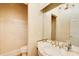 Classic powder room with vanity, marble countertop, and neutral wall color at 42 Greenland Trce, Atlanta, GA 30342