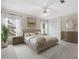 Bedroom featuring a ceiling fan, large windows, a decorative piece of art and ample closet space at 4960 Haydens Walk Dr, Johns Creek, GA 30022