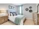 Cozy bedroom featuring soft carpet, a comfy bed with decorative pillows, and charming rustic wood furniture at 174 Aster Avenue, Locust Grove, GA 30248