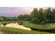 Scenic view of the backyard featuring lush greenery, mature trees, and a tranquil pond at 2665 Crowbrook Way, Cumming, GA 30040