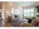 Bright living room featuring a fireplace, large windows, and neutral-toned furniture at 2665 Crowbrook Way, Cumming, GA 30040