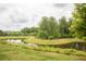 Scenic view of a serene pond surrounded by lush greenery and blue sky at 2665 Crowbrook Way, Cumming, GA 30040