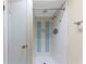 Tiled standing shower with simple fixtures provides a functional space at 346 Carpenter Dr # 70, Atlanta, GA 30328