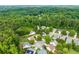Beautiful aerial view of a neighborhood surrounded by lush green trees and well-maintained lawns at 502 Helene Ct, Woodstock, GA 30188