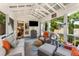 Inviting screened-in porch with comfortable seating, ceiling fan, and outdoor TV at 522 Trabert Nw Ave, Atlanta, GA 30309