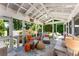 Inviting screened porch with comfortable seating, stylish decor, and views of the lush backyard at 522 Trabert Nw Ave, Atlanta, GA 30309