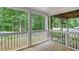 Covered back patio provides a shaded spot to enjoy the surrounding green landscape at 200 Ridge Bluff Ln, Suwanee, GA 30024