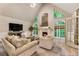 Comfortable living room with fireplace, large windows, and ample seating at 3275 Lord N Lady Ln, Alpharetta, GA 30022