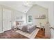 This staged bedroom features wood-look flooring, desk and window view at 4515 Ambassador Way, Cumming, GA 30040