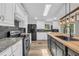 Modern kitchen featuring granite counters, stainless steel appliances, and a wood-topped island at 6235 Akins Way, Cumming, GA 30041