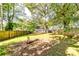 Expansive, fenced backyard with mature trees, offering a serene outdoor setting with room for recreation at 2876 Randall St, East Point, GA 30344
