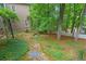 Flagstone path to a peaceful backyard garden with lush plantings and trees at 3902 Butterstream Way, Kennesaw, GA 30144