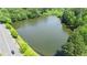 Picturesque community pond surrounded by lush greenery, offering a serene environment at 3902 Butterstream Way, Kennesaw, GA 30144