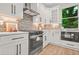 Modern kitchen features white cabinets, stainless steel appliances, and stylish backsplash at 2926 5Th Sw St, Atlanta, GA 30315