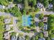Aerial view of neighborhood tennis courts and surrounding homes at 2100 Willshire Gln, Alpharetta, GA 30009