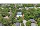 Overhead shot of the community pool and tennis courts in a densely wooded neighborhood at 2372 Oberon Se Walk, Smyrna, GA 30080