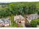 Aerial view showcases this beautiful home with a manicured lawn, mature trees, and a well-maintained neighborhood at 2026 Cresthaven Walk, Woodstock, GA 30189