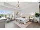Serene main bedroom featuring a tray ceiling, large window, and stylish decor for a relaxing retreat at 6460 Cortland Walk, Alpharetta, GA 30005