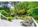 Backyard showcasing a lush lawn, manicured landscaping, and serene views of the surrounding trees at 312 Crabapple Springs Way, Woodstock, GA 30188