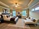 Beautifully staged main bedroom with a king bed, stylish furniture, and elegant décor elements at 4875 Carre Way, Alpharetta, GA 30022