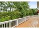 View of the spacious wooden deck overlooking the lush backyard with mature trees at 4770 Powers Park Ne Ct, Marietta, GA 30067
