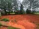 Backyard view shows flat lot with trees in the background and room to expand or garden at 6668 Prinston Cir, Douglasville, GA 30135