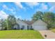 Charming single-story home with stone accents, an attached garage, and a well-maintained front lawn at 1011 Riverclift Dr, Covington, GA 30016