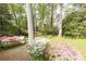 Landscaped backyard with mature trees and blooming azaleas at 70 Mount Paran Ne Rd, Atlanta, GA 30342